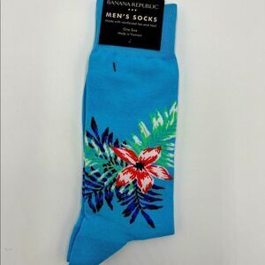 BRAND NEW MEN'S BANANA REPUBLIC FLOWER‎ DESIGN SOCKS BLUE ONE SIZE